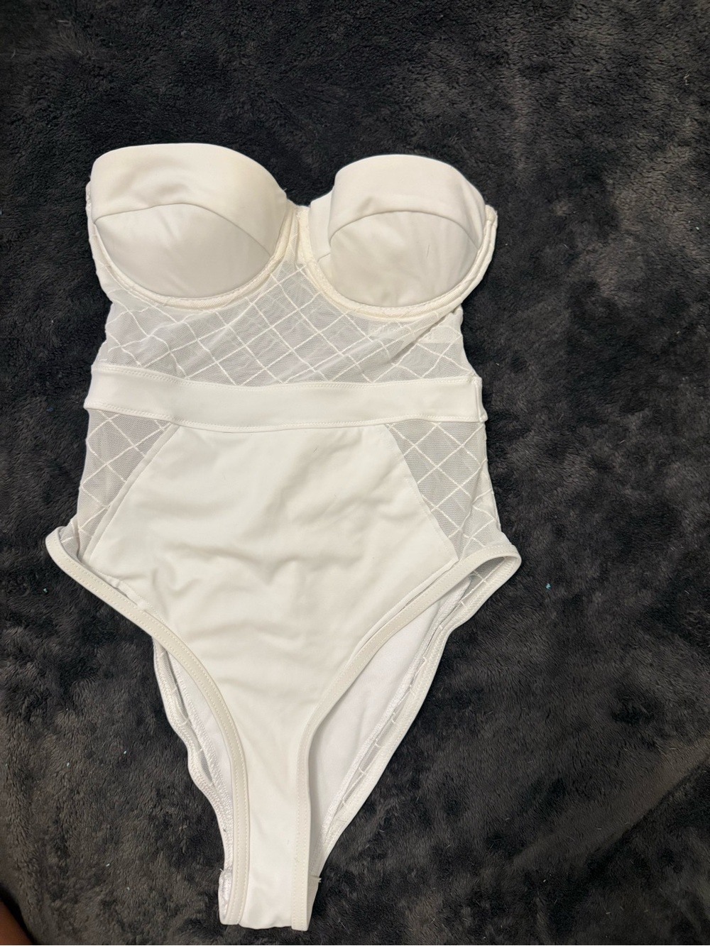 ASOS White Strapless Mesh-Panel One-Piece Swimsuit